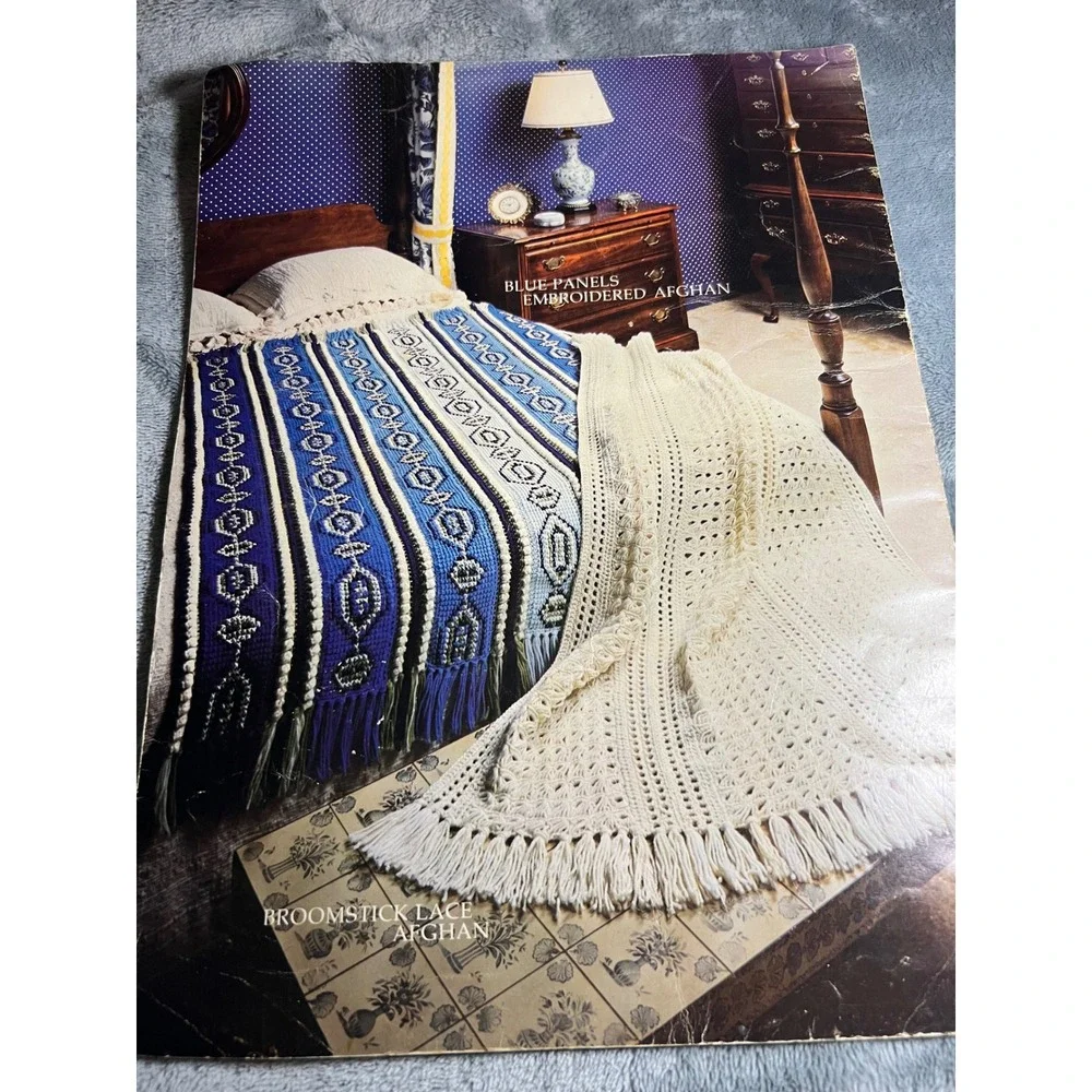 Leisure Arts The Afghan Book Leaflet 63 1975 Knit Crochet Pattern Book Vintage